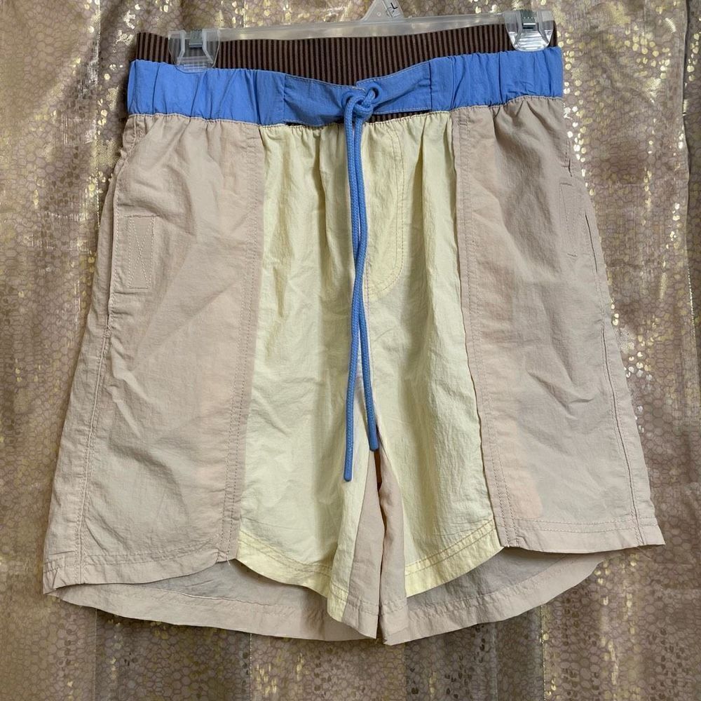 Free People Movement Sun Daze Colorblock Beige Blue Board Shorts XS NWOT